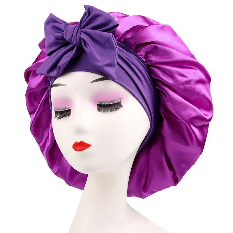 Luxury Satin Sleep Bonnet for Natural Hair – Adjustable Night Cap for Women"