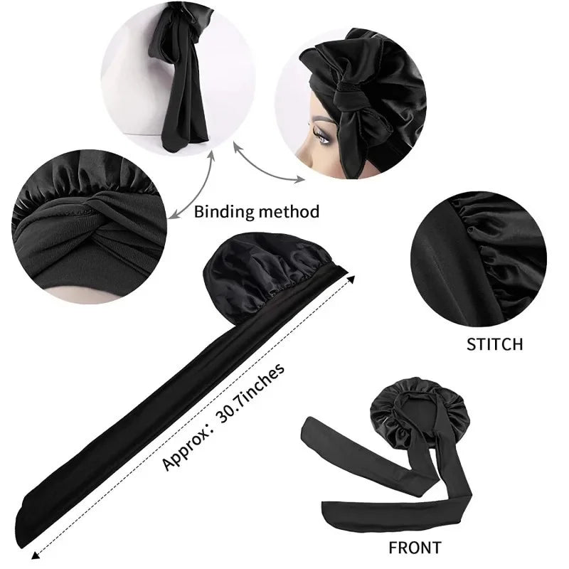 Luxury Satin Sleep Bonnet for Natural Hair – Adjustable Night Cap for Women"