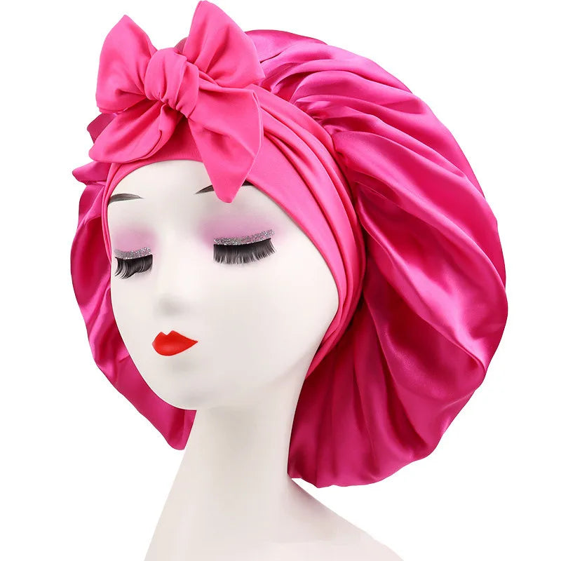 Luxury Satin Sleep Bonnet for Natural Hair – Adjustable Night Cap for Women"