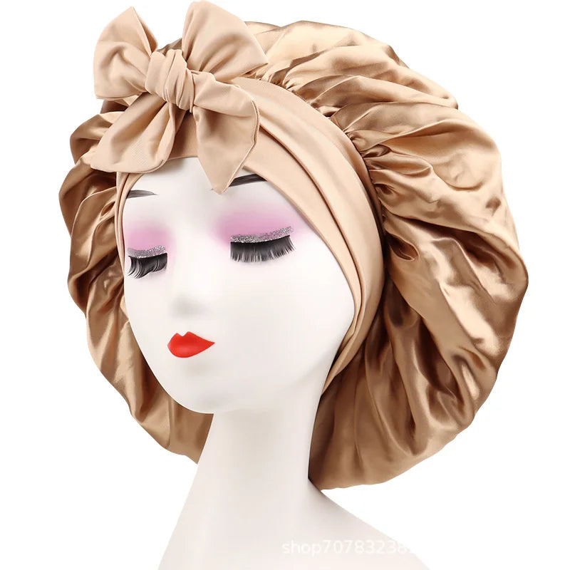 Luxury Satin Sleep Bonnet for Natural Hair – Adjustable Night Cap for Women"