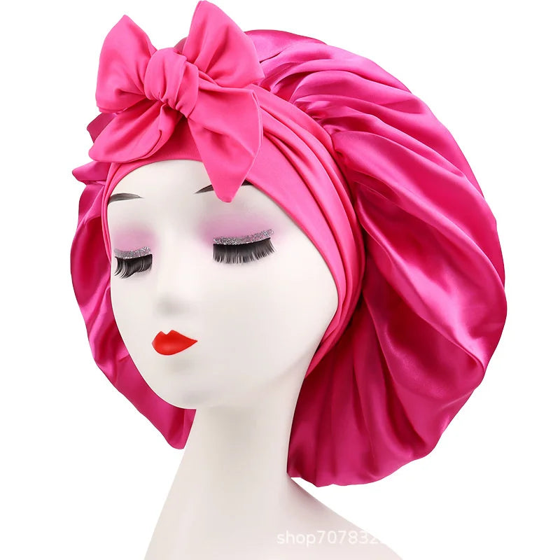 Luxury Satin Sleep Bonnet for Natural Hair – Adjustable Night Cap for Women"